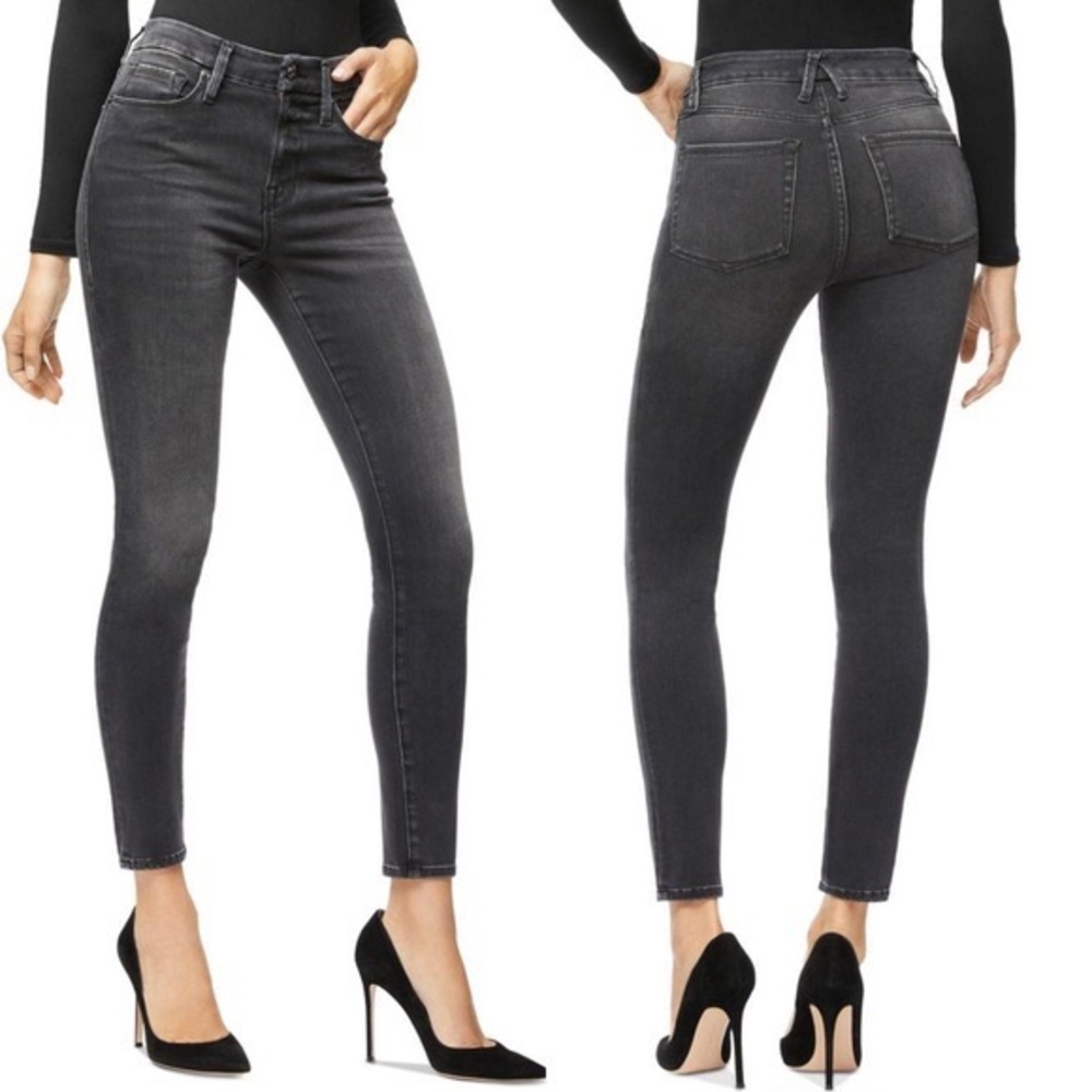 NWOT Good American good legs high waist crop skinny jeans black058/4